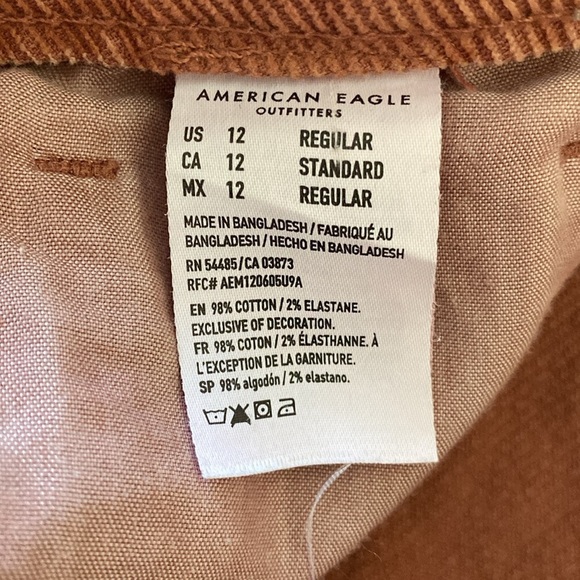 American Eagle Mom Straight Leg Pants Corduroy Super High Rise Mauve Size 12 - Picture 7 of 12